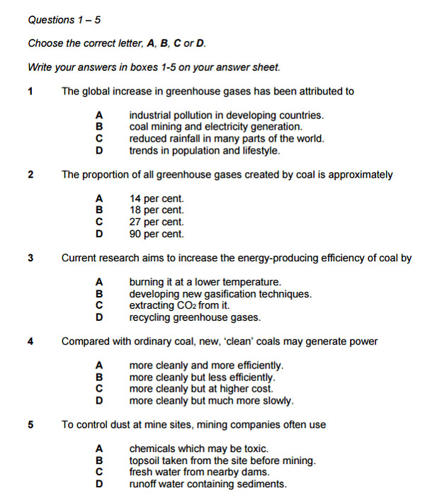 IELTS Reading - Dạng c&acirc;u hỏi  Multiple choice