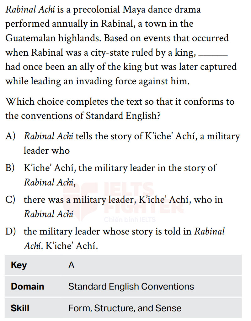 Cấu trúc đề thi SAT Standard English Conventions 1