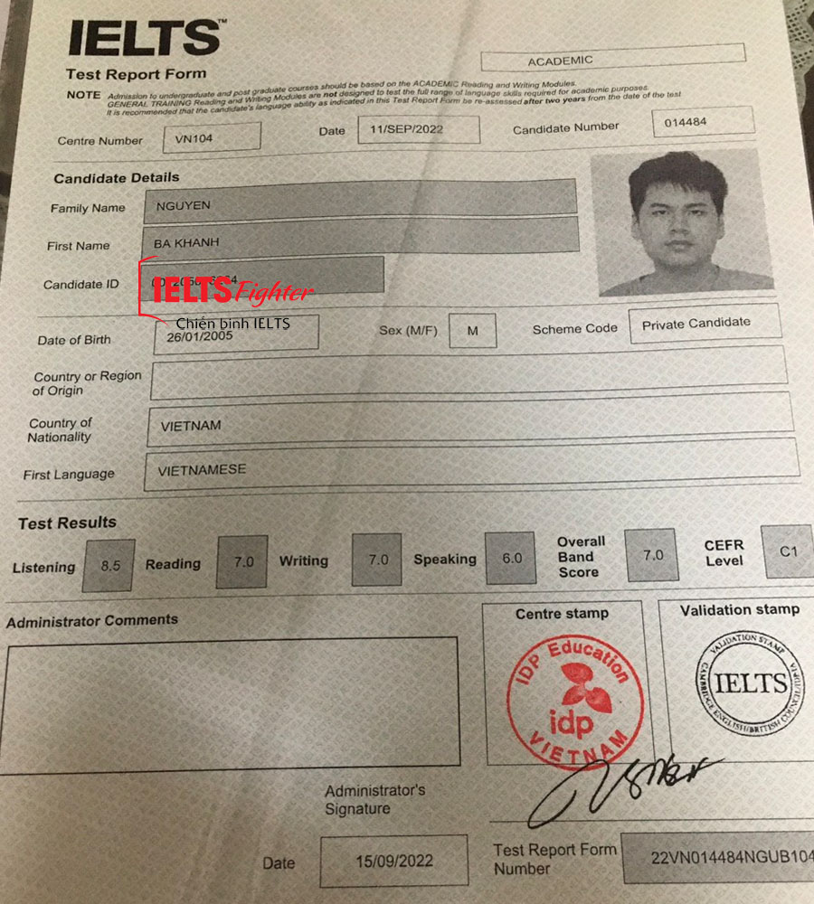 bá khánh 7.0 ielts