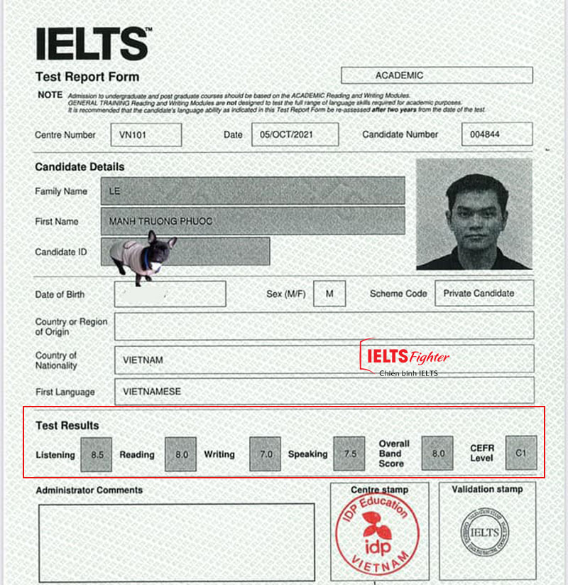 học viên trường phước 8.0 IELTS