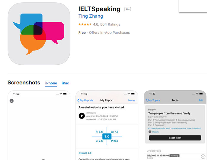 IELTS Speaking l&agrave; một ứng dụng tiếng Anh