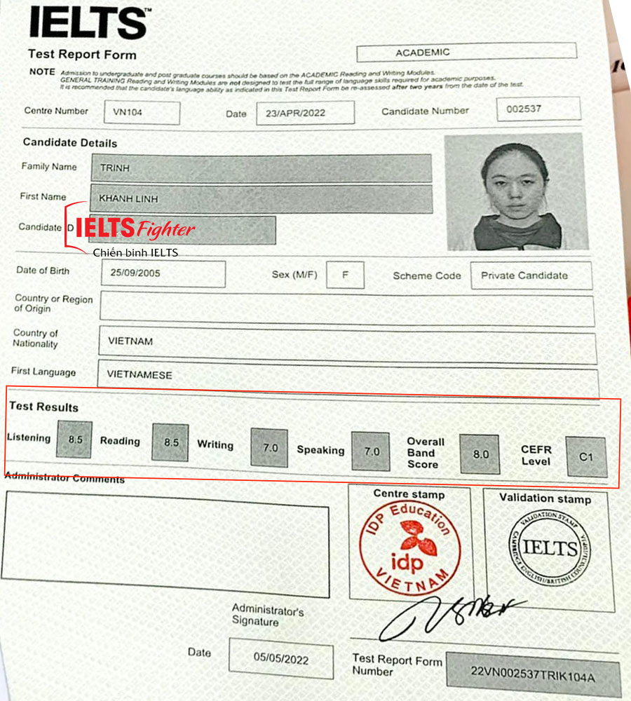 khánh linh 8.0 ielts