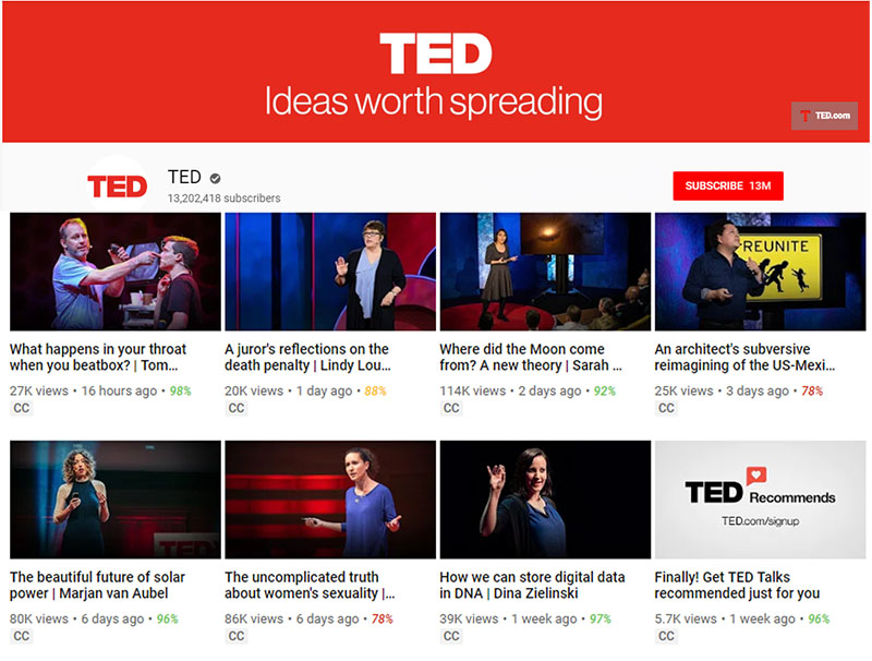 9 k&ecirc;nh youtube tự học IELTS hay - Ted