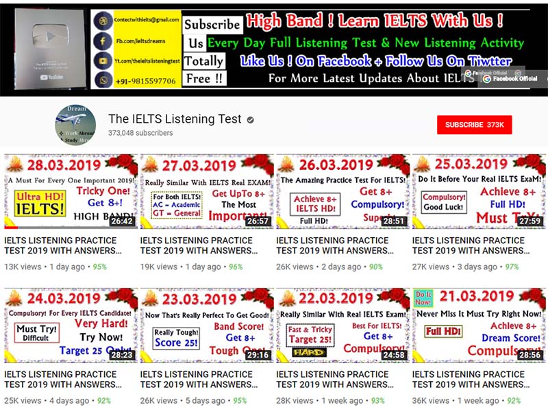 9 k&ecirc;nh youtube học IELTS hay - Youtube The IELTS Listening Test