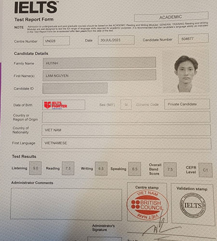 Thành tích ấn tượng của học viên Lâm Nguyên cơ sở IF NTMK