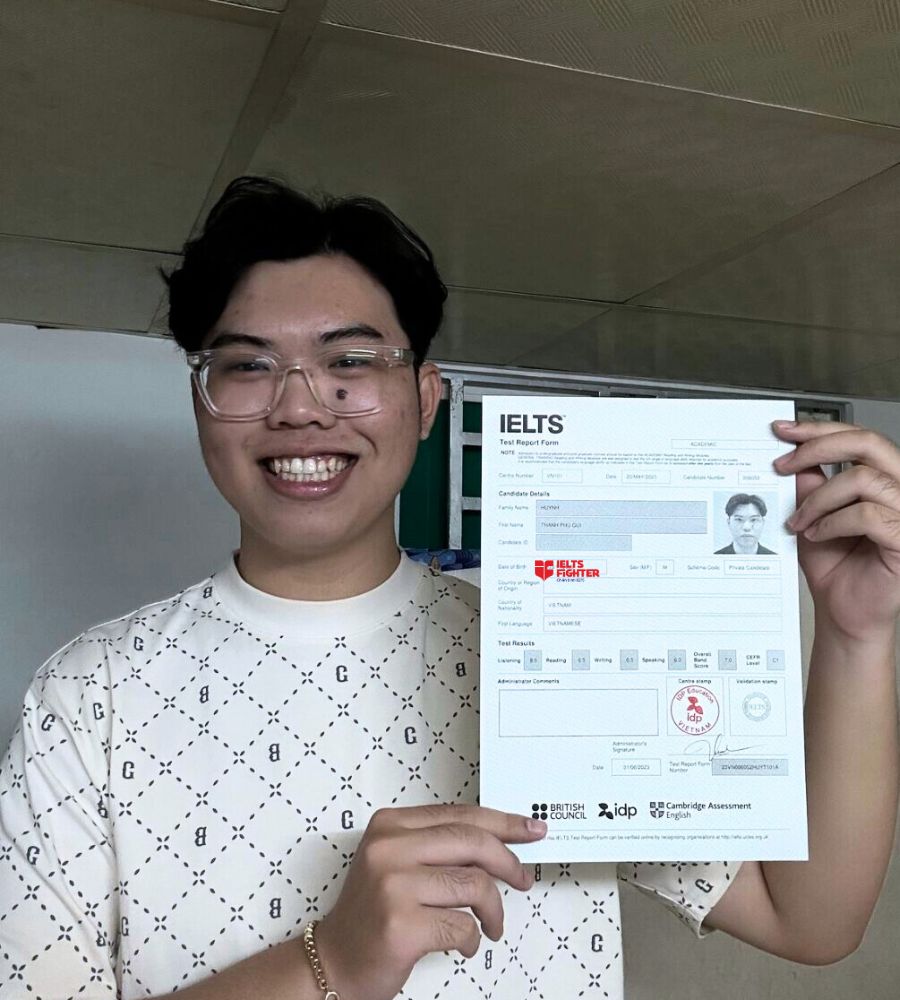 Nam sinh 2k3 thành công mang về bảng điểm 7.0 IELTS