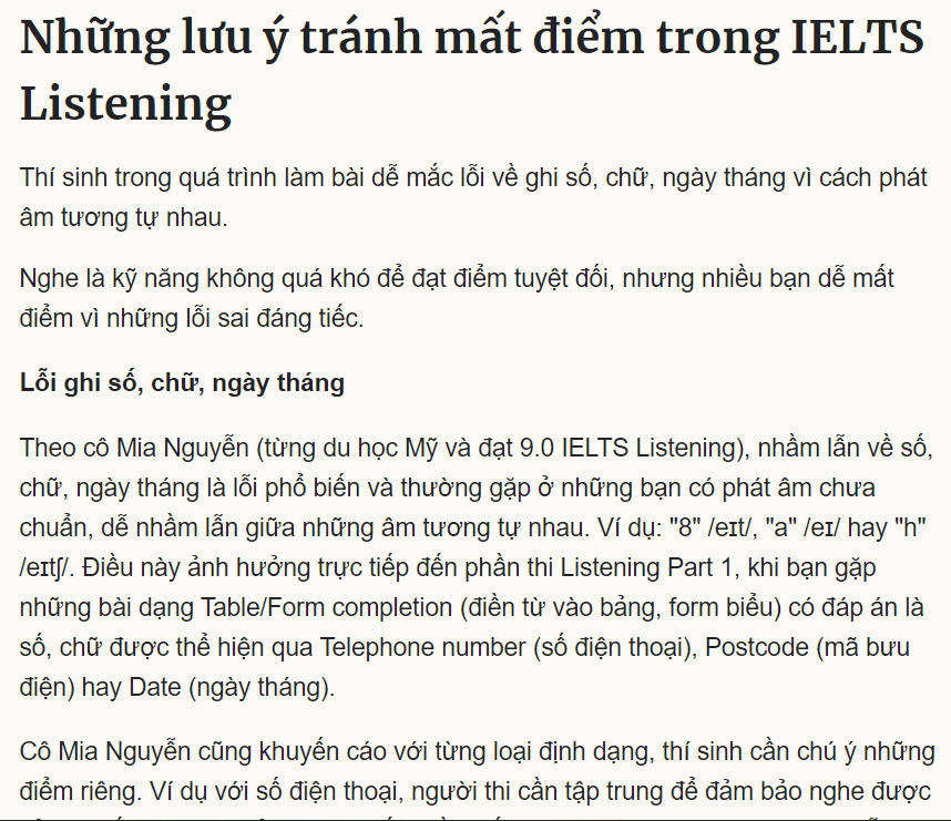 Các lỗi thường gặp trong IELTS Listening
